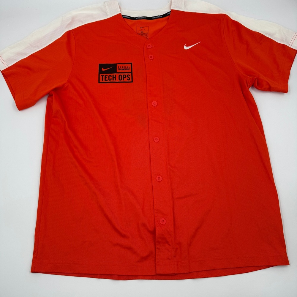 Nike Global Tech Ops Baseball Jersey Orange XL BQ5508-821 Nike Employee Shirt